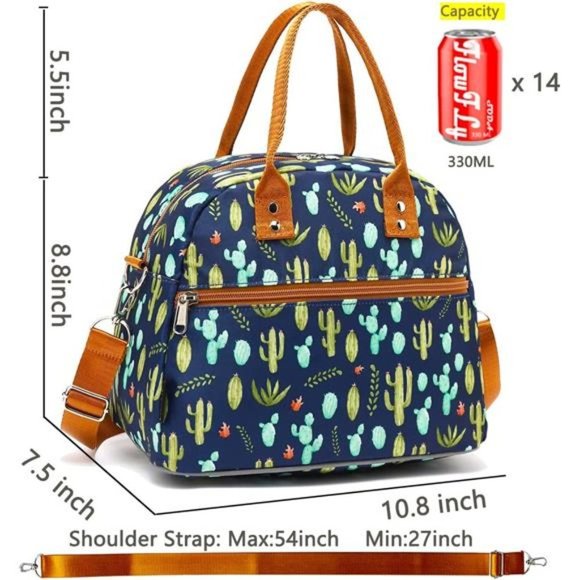 LUNCH Bag With Shoulder Strap for Women, Men, and Kids - Cactus - Picture 2 of 6